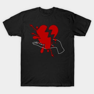 Broken heart art with blood spatter effect T-Shirt